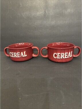 Country Road Red Retro Cereal Ceramic/Stoneware Heavy Bowls Mugs 5 1/8” W